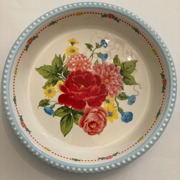 - Pioneer Woman Sweet Rose Transfer ware Pie Plate - Picture 1 of 6